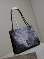 Saint Laurent NIKI SHOPPING BAG 33 IN BLACK CROCODILE-EMBOSSED CALFSKIN