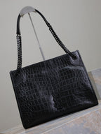 Saint Laurent NIKI SHOPPING BAG 33 IN BLACK CROCODILE-EMBOSSED CALFSKIN