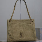 Saint Laurent NIKI SHOPPING BAG 33 IN ECRU BEIGE SUEDE GOLD HARDWARE