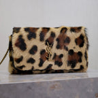 Saint Laurent KATE SMALL BAG 20 IN LEOPARD PRINT FUR COPPER CHAIN