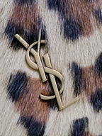 Saint Laurent KATE SMALL BAG 20 IN LEOPARD PRINT FUR COPPER CHAIN