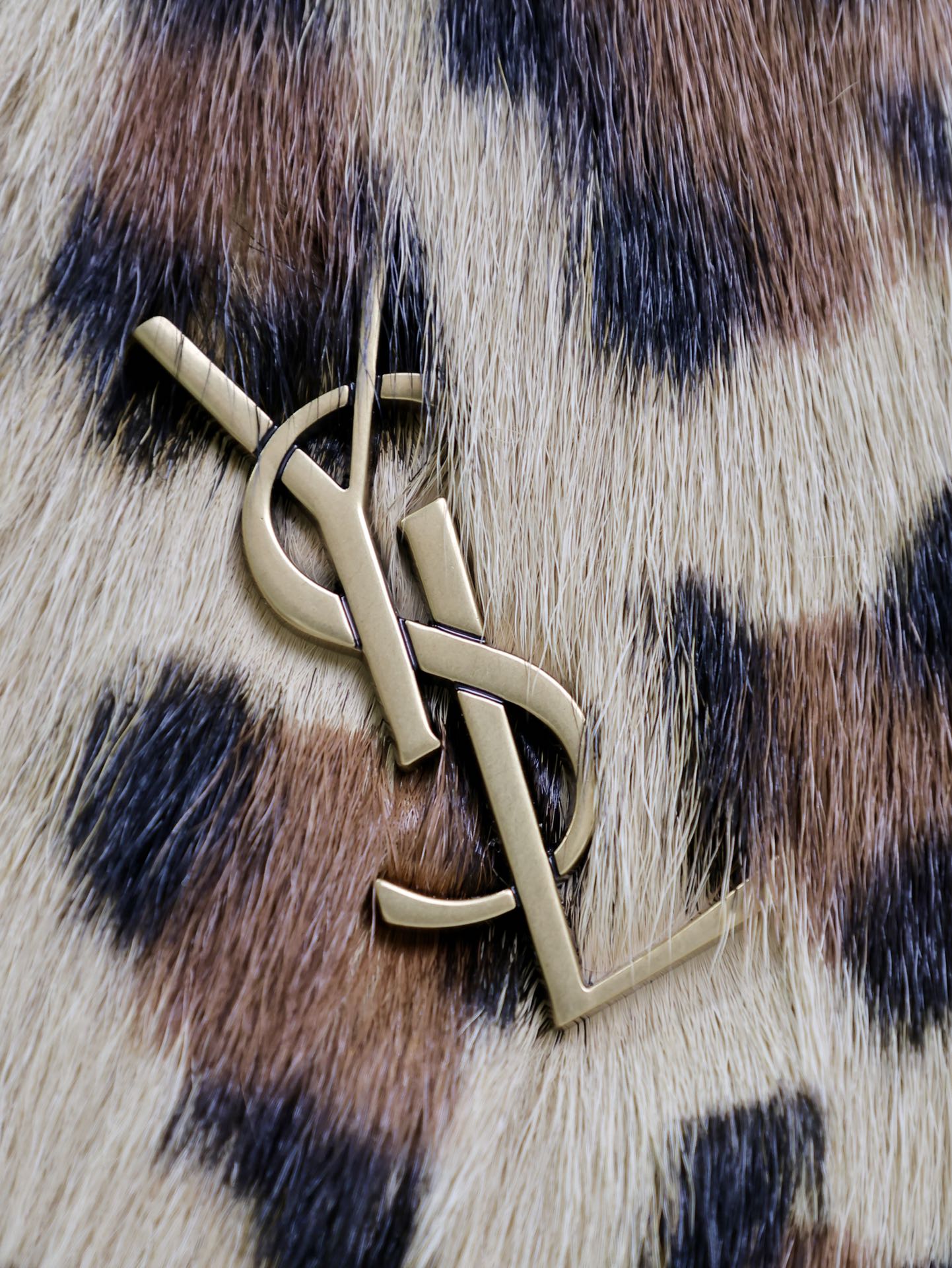 Saint Laurent KATE SMALL BAG 20 IN LEOPARD PRINT FUR COPPER CHAIN