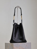 Saint Laurent POCHON BUCKET BAG 30 IN BLACK LAMBSKIN GOLD HARDWARE
