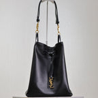 Saint Laurent POCHON BUCKET BAG 30 IN BLACK LAMBSKIN GOLD HARDWARE