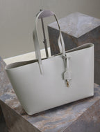 Saint Laurent SHOPPING TOTE BAG 38 IN WHITE CALFSKIN
