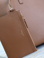 Saint Laurent SHOPPING TOTE BAG 38 IN RED BROWN CALFSKIN