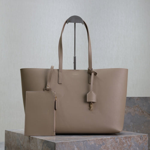 Saint Laurent SHOPPING TOTE BAG 38 IN LIGHT BROWN CALFSKIN