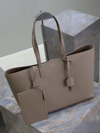 Saint Laurent SHOPPING TOTE BAG 38 IN LIGHT BROWN CALFSKIN