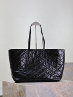 Saint Laurent SHOPPING TOTE BAG 38 IN BLACK CRUMPLED CALFSKIN