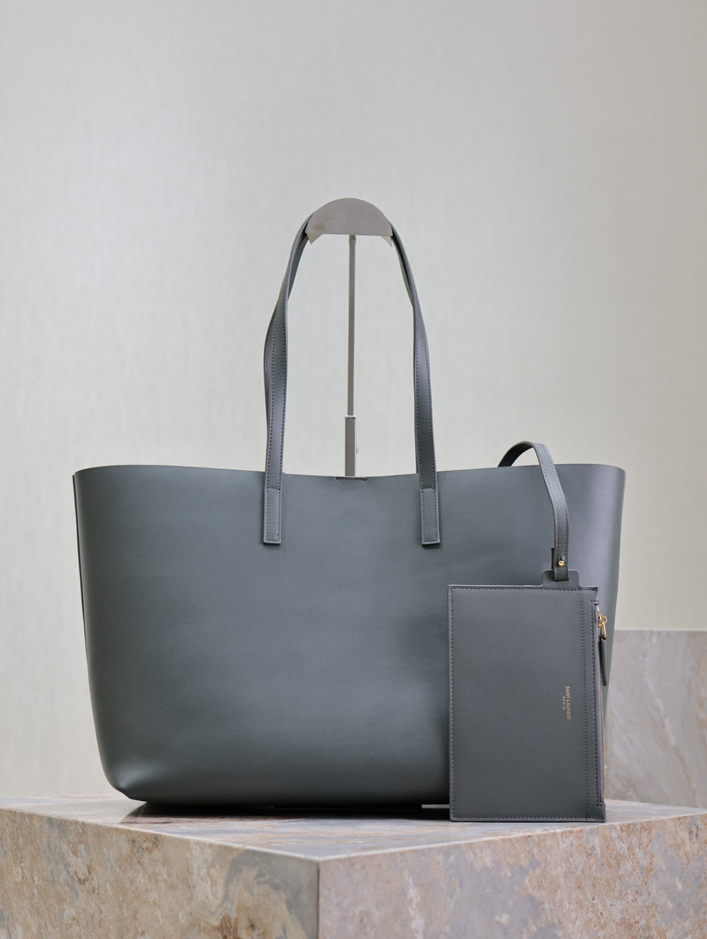 Saint Laurent SHOPPING TOTE BAG 38 IN GRAY CALFSKIN