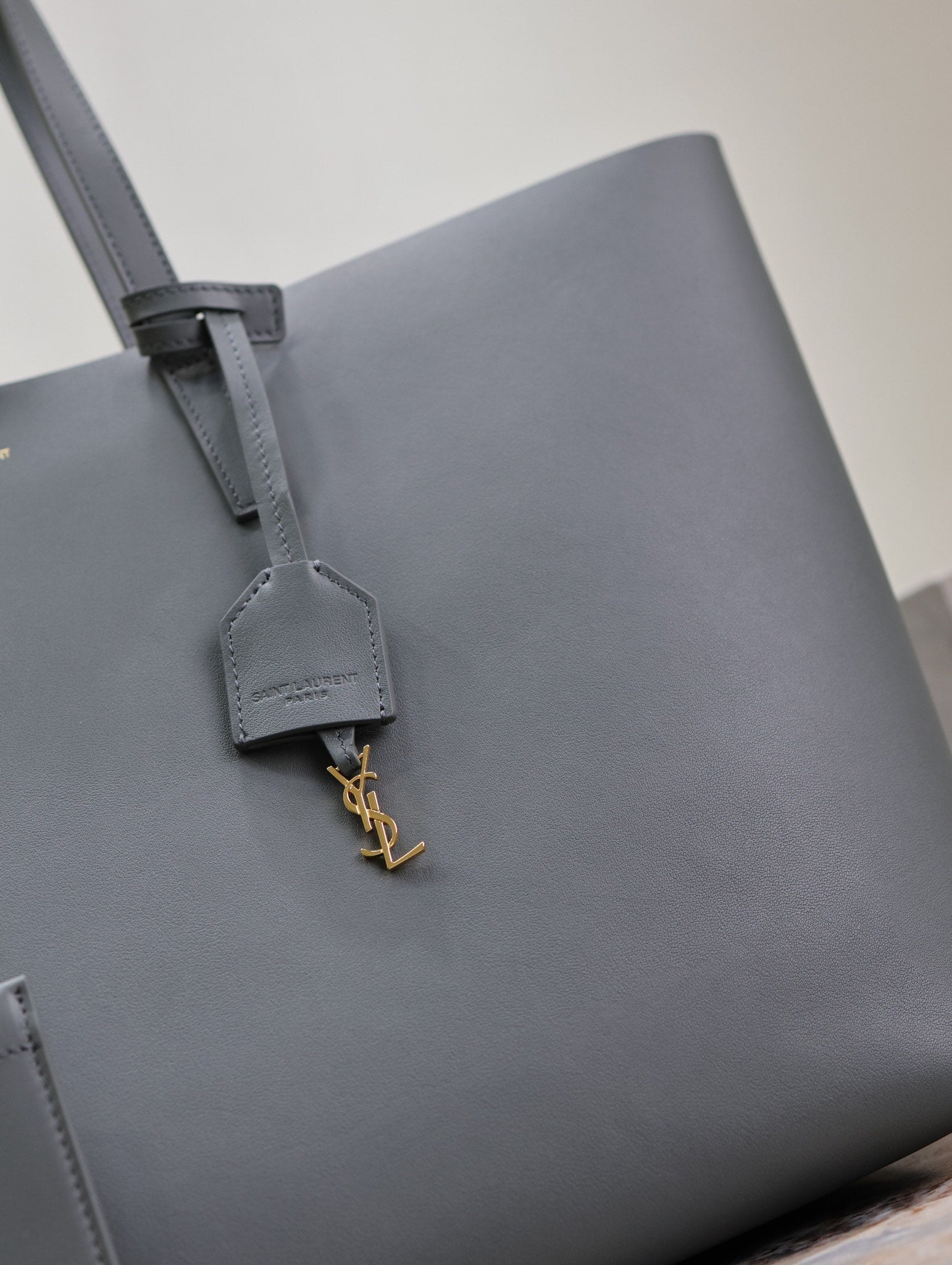 Saint Laurent SHOPPING TOTE BAG 38 IN GRAY CALFSKIN