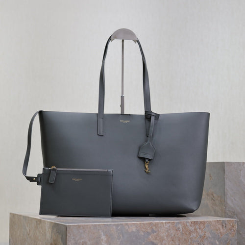 Saint Laurent SHOPPING TOTE BAG 38 IN GRAY CALFSKIN