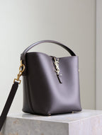 Saint Laurent LE 37 SMALL BUCKET BAG 20 IN BRUNETTE BROWN CALFSKIN GOLD HARDWARE
