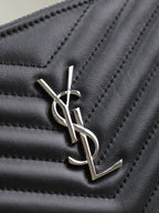Saint Laurent CLUTCH 30 IN BLACK QUILTED CALFSKIN SILVER BUCKLE