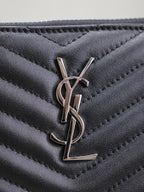 Saint Laurent CLUTCH 24 IN BLACK QUILTED CALFSKIN SILVER BUCKLE