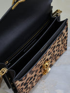 Saint Laurent CASSANDRA CHAIN BAG 22 IN LEOPARD PRINT CALFSKIN GOLD HARDWARE