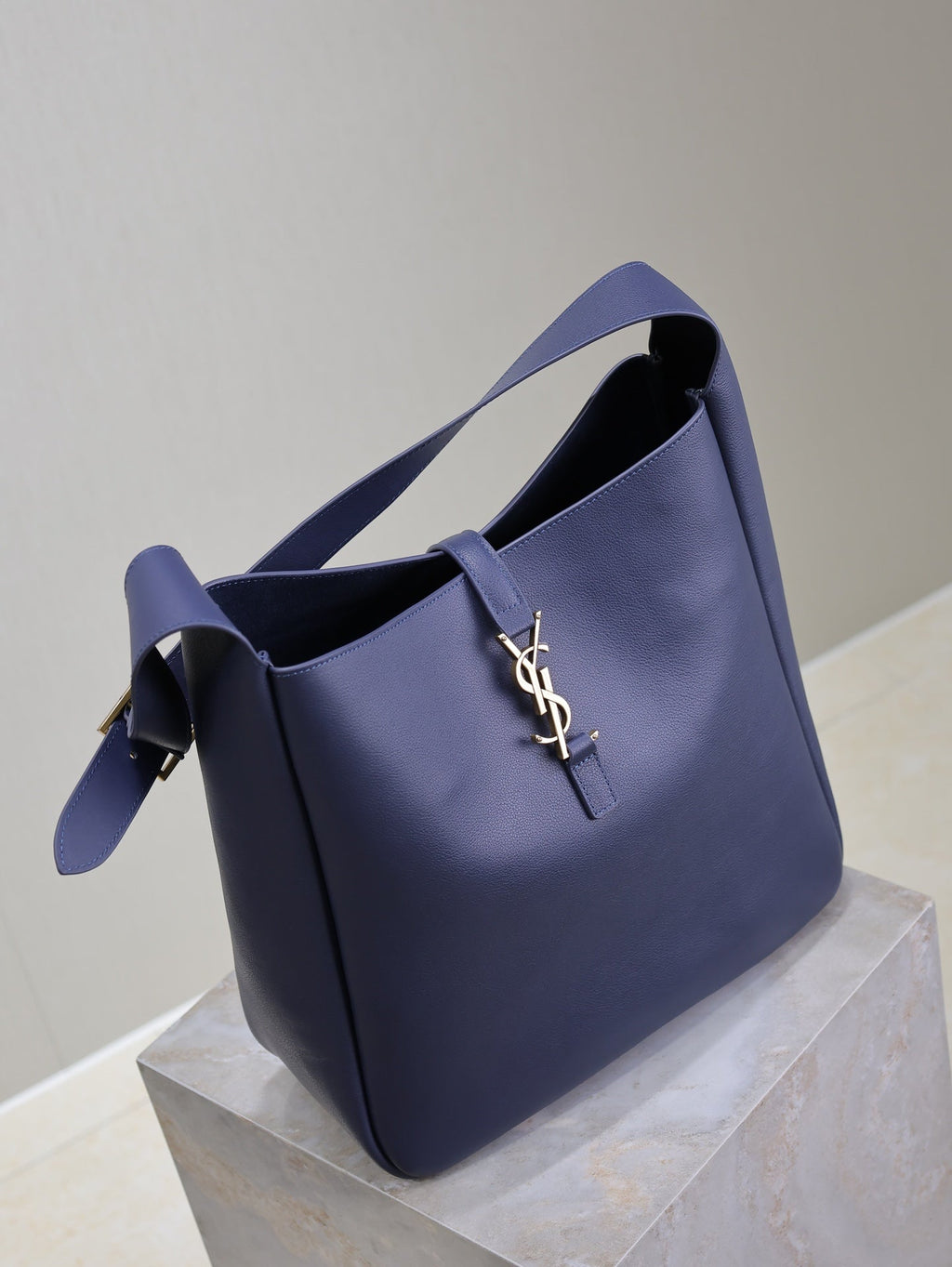 Saint Laurent LE 5 À 7 LARGE BAG 31 IN BERRY BLUE LAMBSKIN