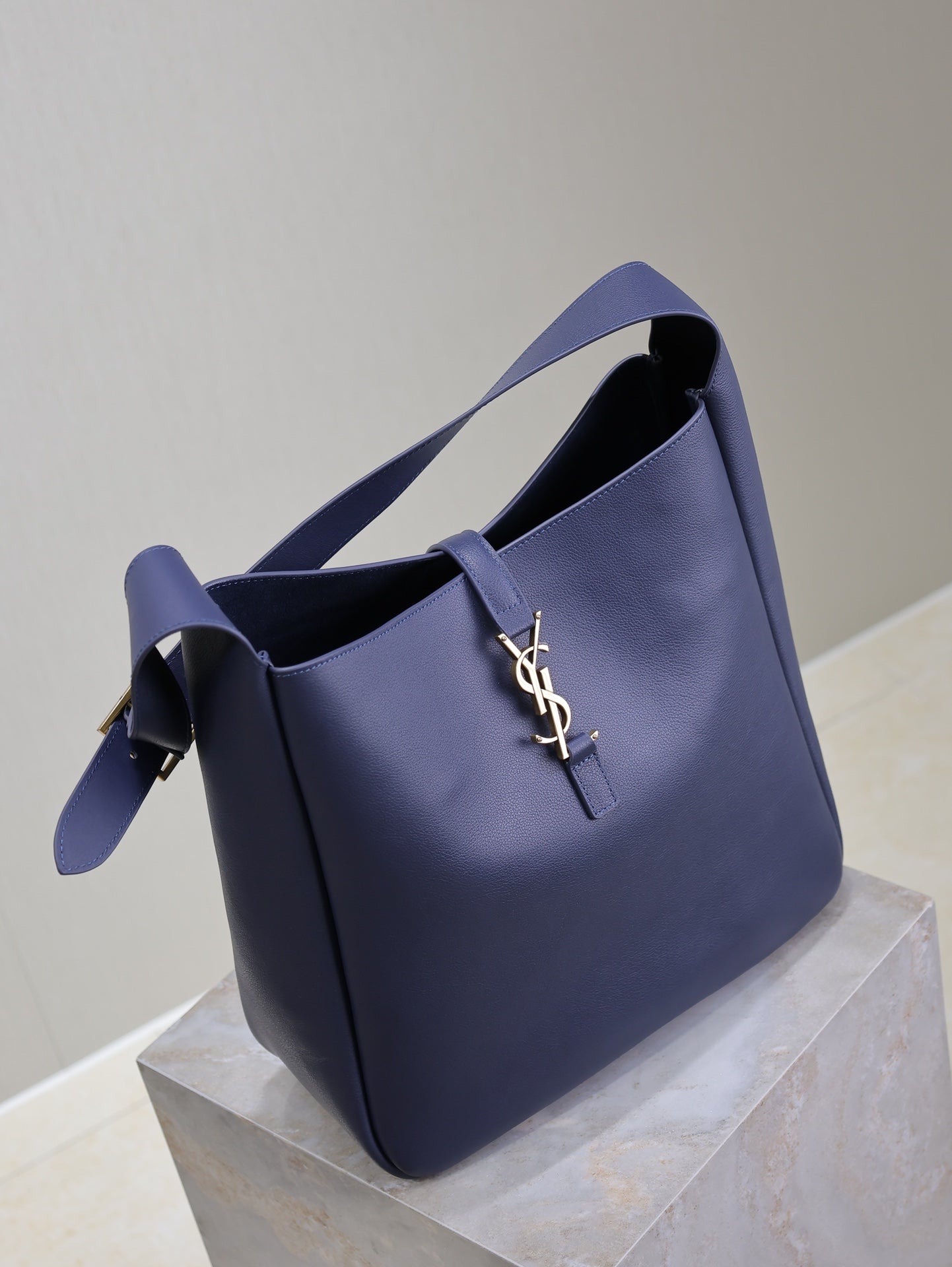Saint Laurent LE 5 À 7 LARGE BAG 31 IN BERRY BLUE LAMBSKIN