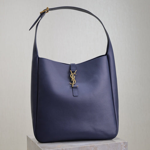 Saint Laurent LE 5 À 7 LARGE BAG 31 IN BERRY BLUE LAMBSKIN