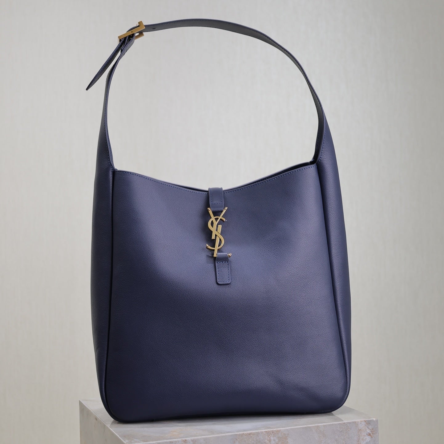 Saint Laurent LE 5 À 7 LARGE BAG 31 IN BERRY BLUE LAMBSKIN