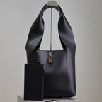 Saint Laurent TANGER HOBO BAG 27 IN BLACK CALFSKIN