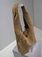 Saint Laurent TANGER HOBO BAG 27 IN PEANUT BROWN SUEDE