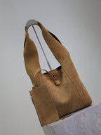 Saint Laurent TANGER HOBO BAG 27 IN PEANUT BROWN SUEDE