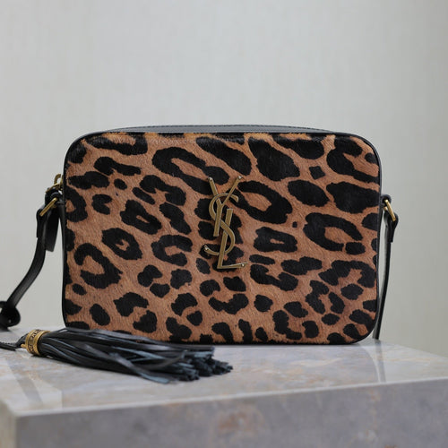 Saint Laurent LOU CAMERA BAG 23 IN LEOPARD PRINT CALFSKIN