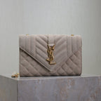 Saint Laurent ENVELOPE SMALL CHAIN BAG 22 IN BEIGE SUEDE GOLD HARDWARE