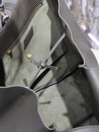 Saint Laurent LE 5 À 7 BEA TOTE BAG 50 IN KHAKI GREEN LAMBSKIN COPPER LOGO