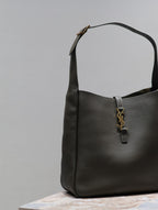 Saint Laurent LE 5 À 7 LARGE BAG 31 IN KHAKI GREEN LAMBSKIN