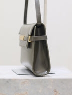 Saint Laurent MANHATTAN IN BOX SMALL 24 IN KOMBU GREEN CALFSKIN GOLD HARDWARE