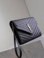 Saint Laurent CASSANDRE CLUTCH 21 IN BLACK LAMBSKIN GOLD HARDWARE