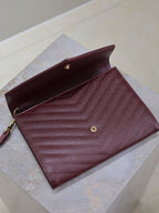 Saint Laurent CASSANDRE CLUTCH 21 IN BORDEAUX RED LAMBSKIN GOLD HARDWARE