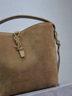 Saint Laurent LE 37 SMALL BUCKET BAG 20 IN DIRT BROWN SUEDE