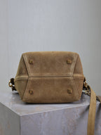 Saint Laurent LE 37 SMALL BUCKET BAG 20 IN DIRT BROWN SUEDE