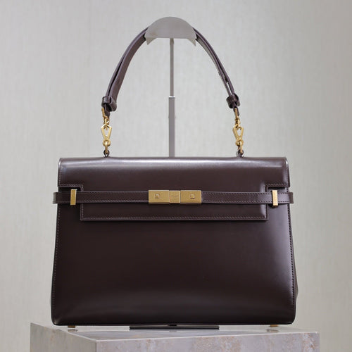 Saint Laurent MANHATTAN TOP HANDLE BAG 32 IN BRUNETTE BROWN CALFSKIN