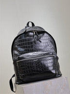 Saint Laurent CITY BACKPACK 38 IN BLACK CROCODILE EMBOSSED CALFSKIN