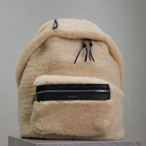 Saint Laurent CITY BACKPACK 35 IN BEIGE SHEARLING