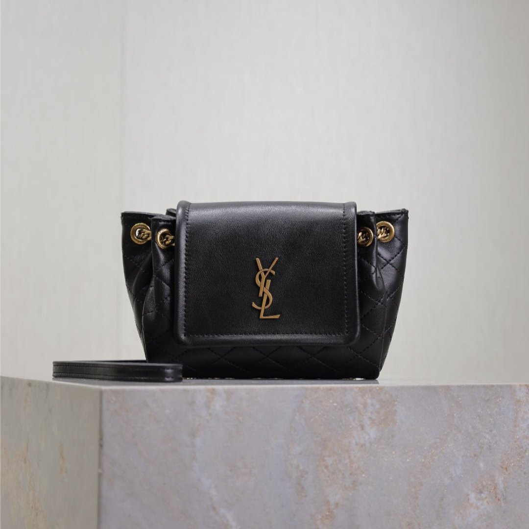 Saint Laurent MINI NOLITA BAG 18 IN BLACK LAMBSKIN COPPER HARDWARE