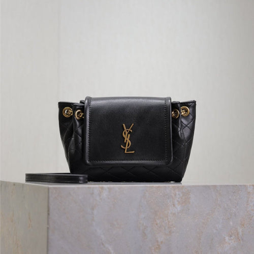 Saint Laurent MINI NOLITA BAG 18 IN BLACK LAMBSKIN COPPER HARDWARE