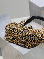 Saint Laurent LE 5 À 7 BEA TOTE BAG 50 IN LEOPARD PRINT LEATHER GOLD LOGO
