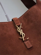 Saint Laurent LE 5 À 7 BEA TOTE BAG 50 IN RED BROWN SUEDE GOLD LOGO