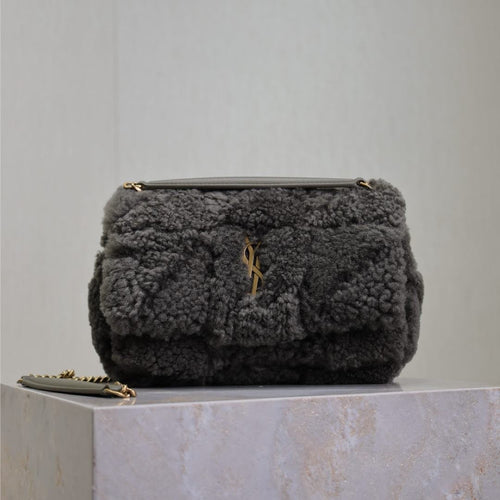 Saint Laurent JAMIE BAG 20 IN DARK GRAY LAMB WOOL