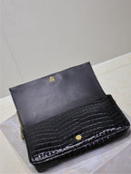 Saint Laurent KATE 99 MEDIUM BAG 26 IN BLACK CROCODILE-EMBOSSED CALFSKIN COPPER HARDWARE