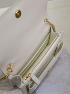 Saint Laurent SUNSET SMALL BAG 19 IN WHITE CROCODILE-EMBOSSED CALFSKIN GOLD HARDWARE