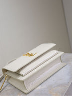 Saint Laurent SUNSET SMALL BAG 19 IN WHITE CROCODILE-EMBOSSED CALFSKIN GOLD HARDWARE