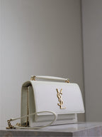 Saint Laurent SUNSET SMALL BAG 19 IN WHITE CALFSKIN GOLD HARDWARE