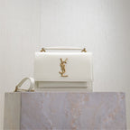 Saint Laurent SUNSET SMALL BAG 19 IN WHITE CALFSKIN GOLD HARDWARE