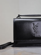 Saint Laurent SUNSET SMALL BAG 19 IN BLACK CALFSKIN BLACK HARDWARE